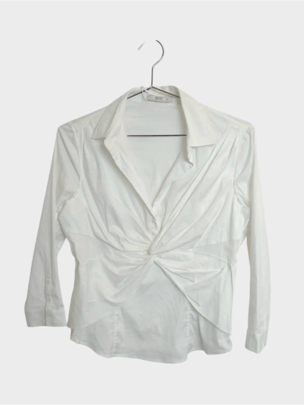 Prada White Twist-Front Button-Down Shirt